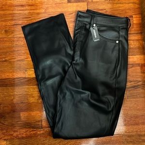 High waisted faux leather pants